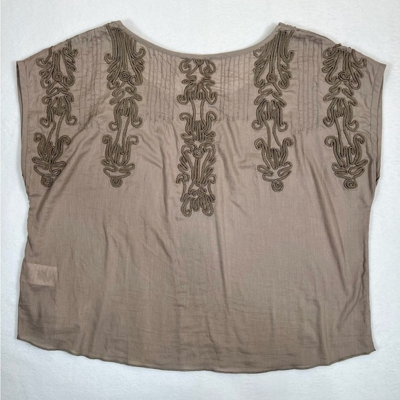 FREE PEOPLE Quills Neutral Hippie Embroidered 100% Cotton Crop Top‎ Size Small - Picture 3 of 14